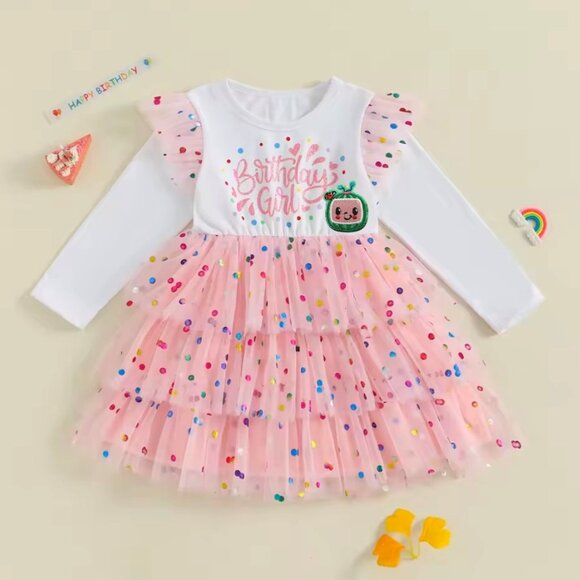 Cocomelon Dress Smash Cake Coco Melon First Birthday Long Sleeve Clothes - Picture 2 of 7
